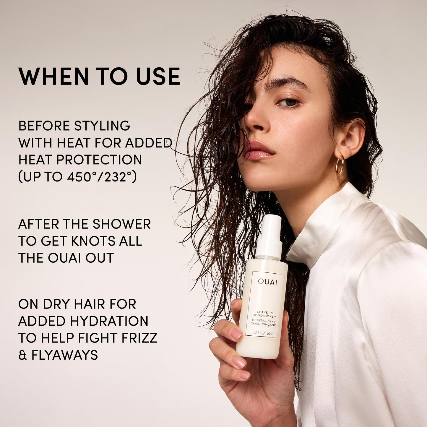OUAI Leave In Conditioner & Heat Protectant for Hair - Prep Hair for Styling or Use as Detangling Spray to Fight Frizz & Flyaways - No Parabens, Sulfates or Phthalates (4.7 oz) - Maple Wellness Supplements