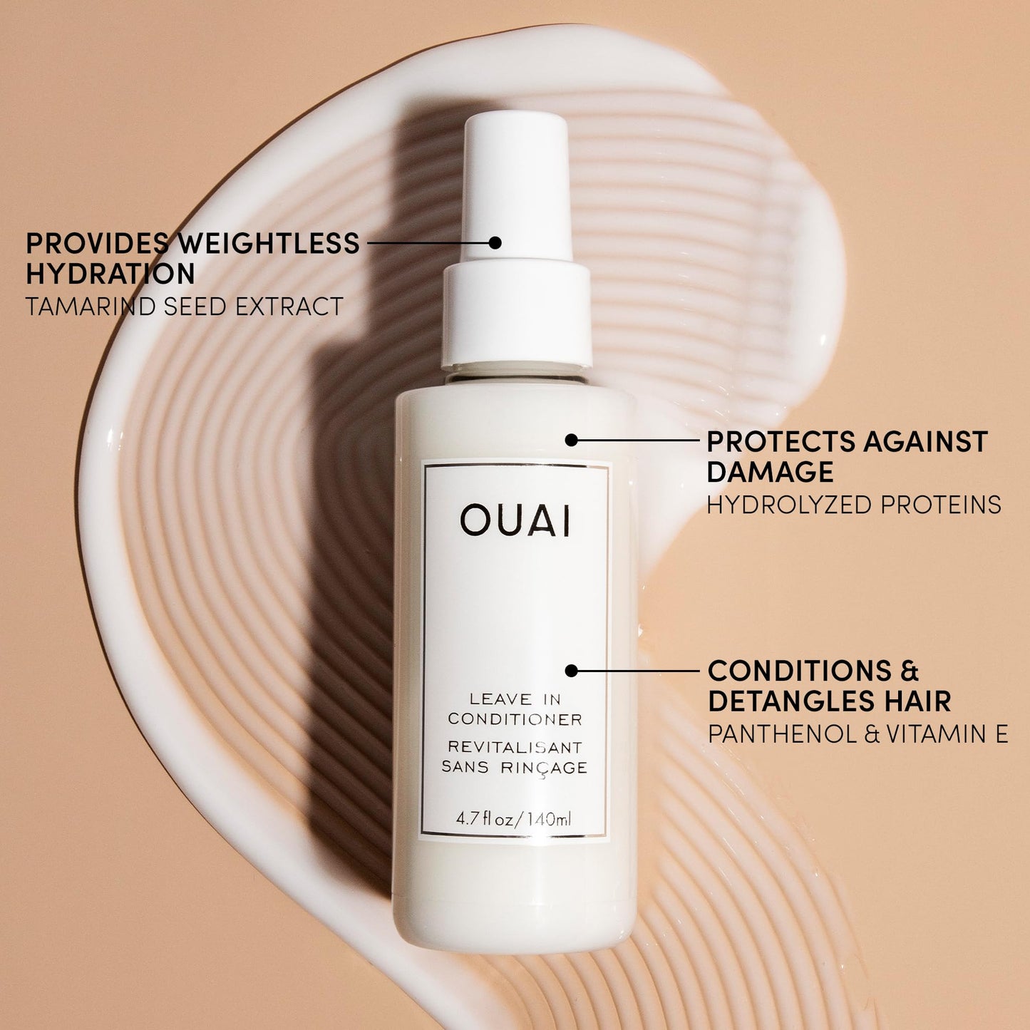 OUAI Leave In Conditioner & Heat Protectant for Hair - Prep Hair for Styling or Use as Detangling Spray to Fight Frizz & Flyaways - No Parabens, Sulfates or Phthalates (4.7 oz) - Maple Wellness Supplements