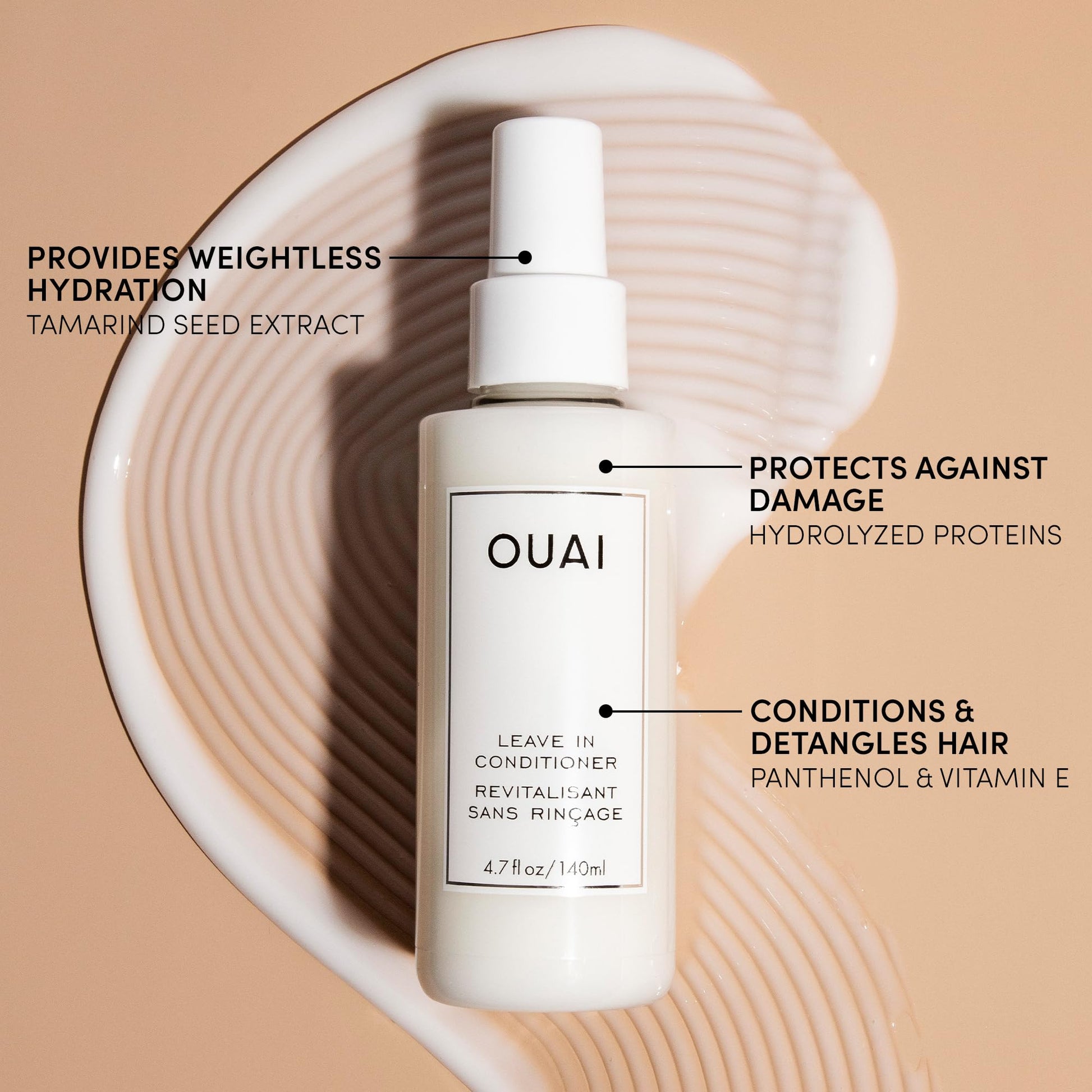 OUAI Leave In Conditioner & Heat Protectant for Hair - Prep Hair for Styling or Use as Detangling Spray to Fight Frizz & Flyaways - No Parabens, Sulfates or Phthalates (4.7 oz) - Maple Wellness Supplements