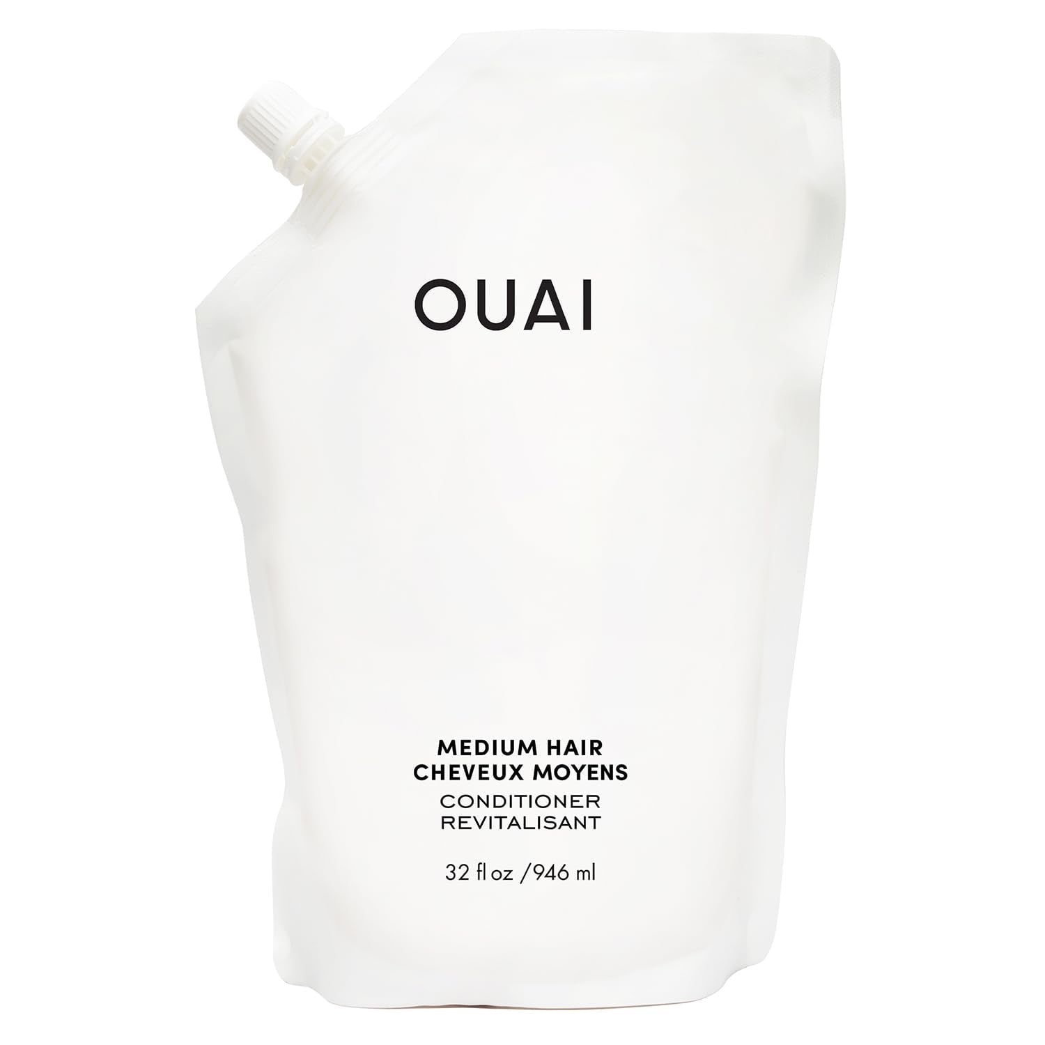OUAI Medium Conditioner Refill - Hydrating Hair Conditioner with Coconut Oil, Babassu Oil, and Keratin - Strengthens, Repairs and Adds Shine - Paraben and Phthalate Free Hair Care Products (32 Oz) - Maple Wellness Supplements