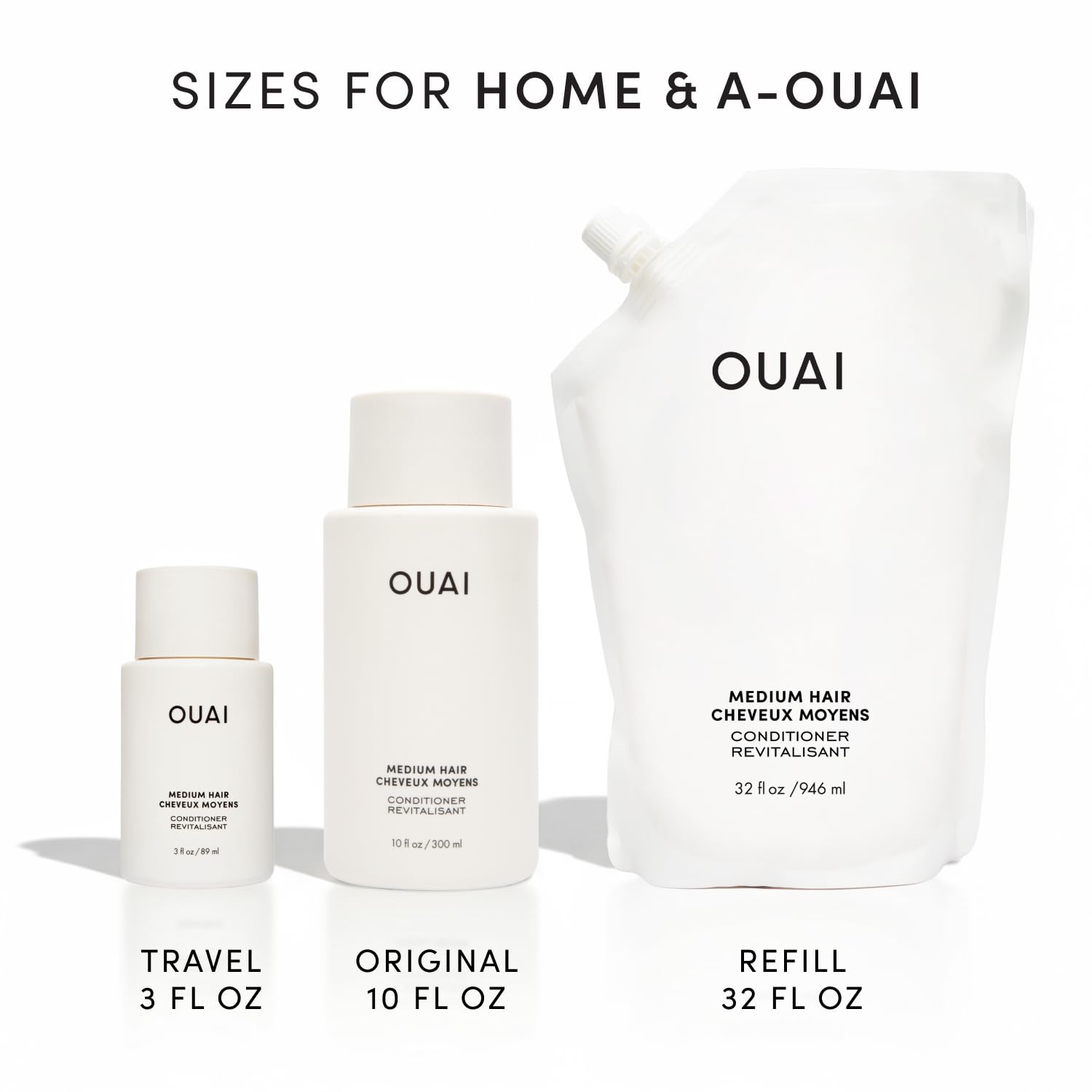 OUAI Medium Conditioner Travel Size - Hydrating Hair Conditioner with Coconut Oil, Babassu Oil, and Keratin - Strengthens, Repairs and Adds Shine - Paraben and Phthalate Free Hair Care Products (3 Oz) - Maple Wellness Supplements