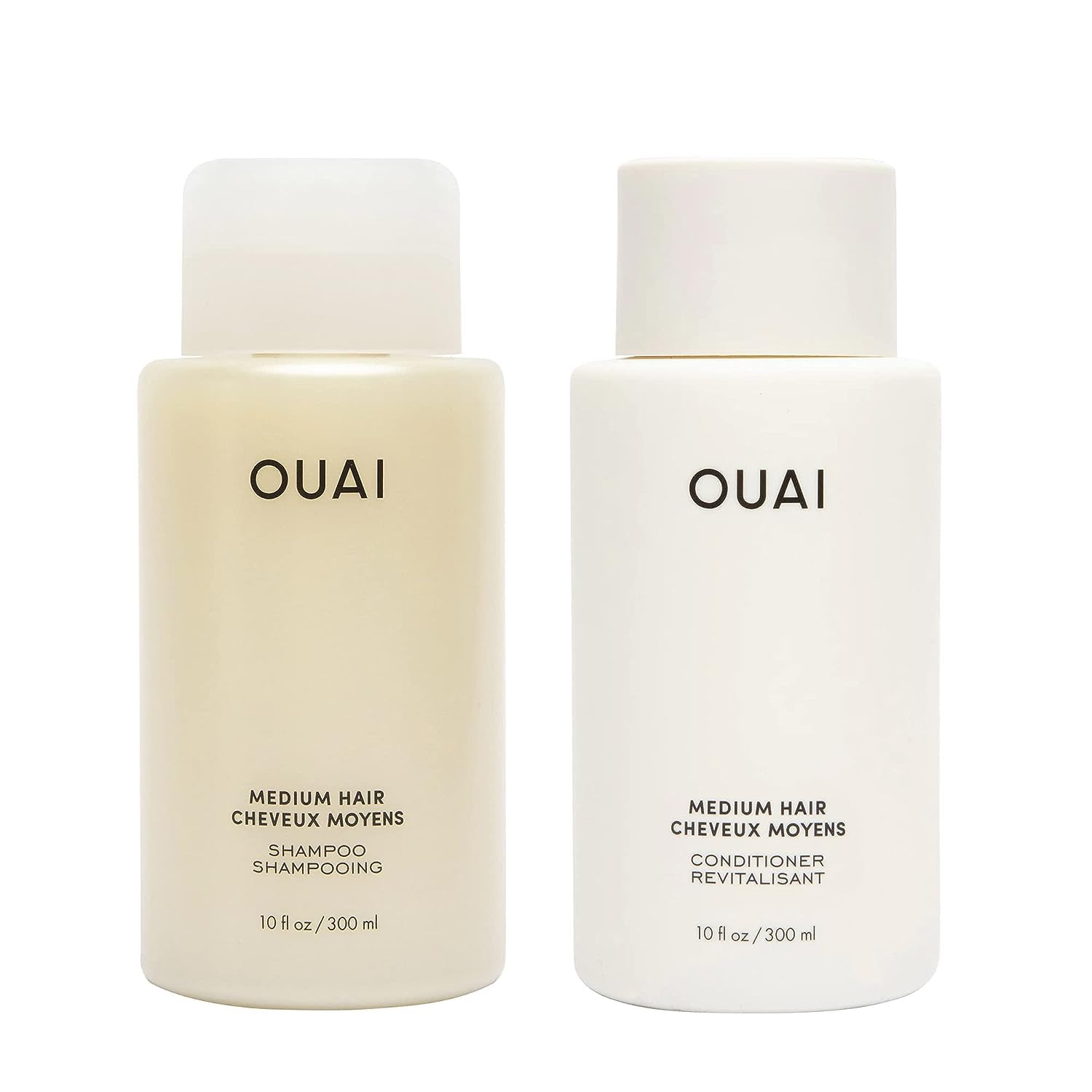 OUAI Medium Hair Shampoo and Conditioner Set - Sulfate-Free Shampoo and Conditioner for Women & Men - Made with Keratin, Shea Butter & Avocado Oil - Free of Parabens & Phthalates (10 Fl Oz) - Maple Wellness Supplements