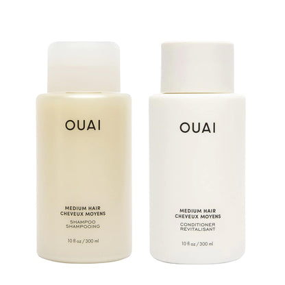 OUAI Medium Hair Shampoo and Conditioner Set - Sulfate-Free Shampoo and Conditioner for Women & Men - Made with Keratin, Shea Butter & Avocado Oil - Free of Parabens & Phthalates (10 Fl Oz) - Maple Wellness Supplements