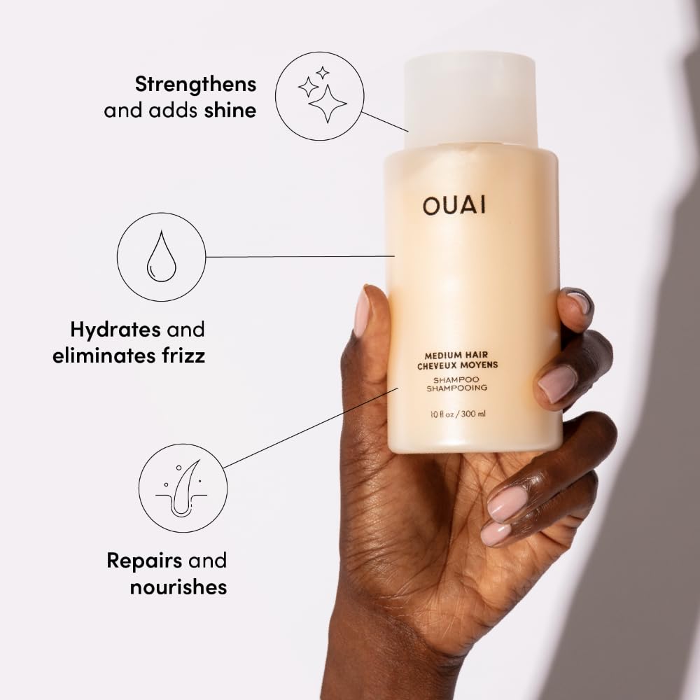OUAI Medium Hair Shampoo & Conditioner Set, Travel Size - Hydrating Shampoo & Conditioner - With Coconut Oil, Babassu, Kumquat Extract & Keratin - Sulfate, Paraben & Phthalate Free (3 Oz) - Maple Wellness Supplements