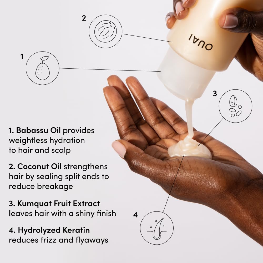 OUAI Medium Hair Shampoo & Conditioner Set, Travel Size - Hydrating Shampoo & Conditioner - With Coconut Oil, Babassu, Kumquat Extract & Keratin - Sulfate, Paraben & Phthalate Free (3 Oz) - Maple Wellness Supplements