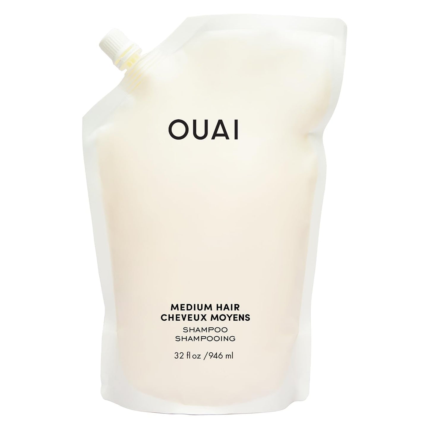 OUAI Medium Shampoo Refill - Hydrating Shampoo with Coconut Oil, Babassu, Kumquat Extract and Keratin - Strengthens, Nourishes and Adds Shine - Paraben, Phthalate and Sulfate Free Hair Care (32 Fl Oz) - Maple Wellness Supplements