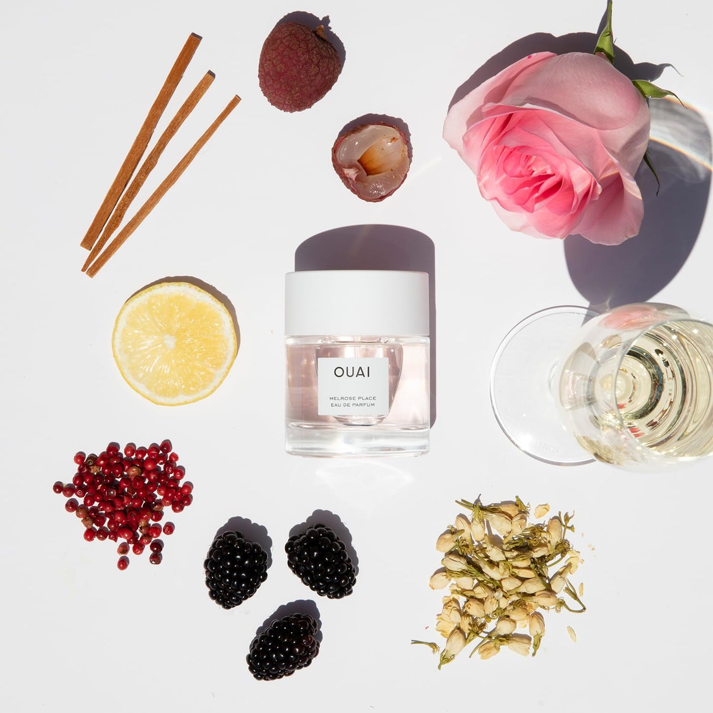 OUAI Melrose Place Eau de Parfum - Elegant Womens Perfume for Everyday Wear - Fresh Floral Scent has Notes of Champagne, Bergamot and Rose with Delicate Hints of Cedarwood and Lychee (1.7 Oz) - Maple Wellness Supplements