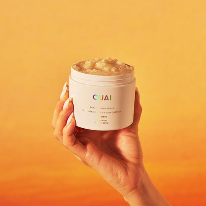 OUAI Scalp & Body Scrub, St. Barts - Exfoliating Body Scrub with Sugar & Coconut Oil Blend for Smooth, Moisturized Skin - Gentle Scalp Exfoliator for Removing Product Build Up (8.8 Oz) - Maple Wellness Supplements