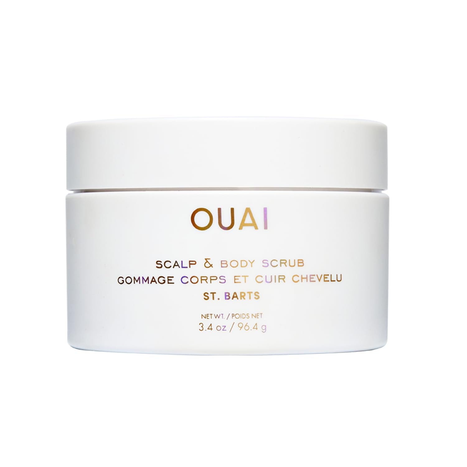 OUAI Scalp & Body Scrub, St. Barts Travel Size - Exfoliating Body Scrub with Sugar & Coconut Oil Blend for Smooth, Moisturized Skin - Gentle Scalp Exfoliator for Removing Product Build Up (3.4 oz) - Maple Wellness Supplements