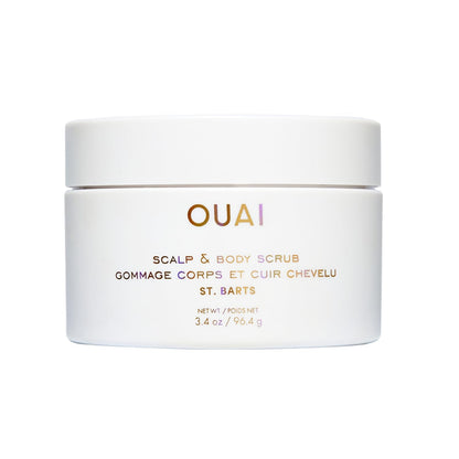 OUAI Scalp & Body Scrub, St. Barts Travel Size - Exfoliating Body Scrub with Sugar & Coconut Oil Blend for Smooth, Moisturized Skin - Gentle Scalp Exfoliator for Removing Product Build Up (3.4 oz) - Maple Wellness Supplements
