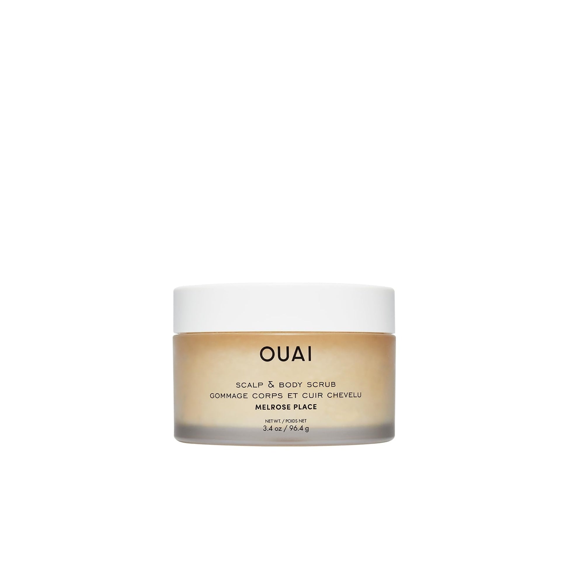 OUAI Scalp & Body Scrub Travel Size, Melrose Place - Exfoliating Body Scrub with Sugar & Coconut Oil Blend for Smooth, Moisturized Skin - Gentle for Removing Product Build Up (3.4 Oz) - Maple Wellness Supplements