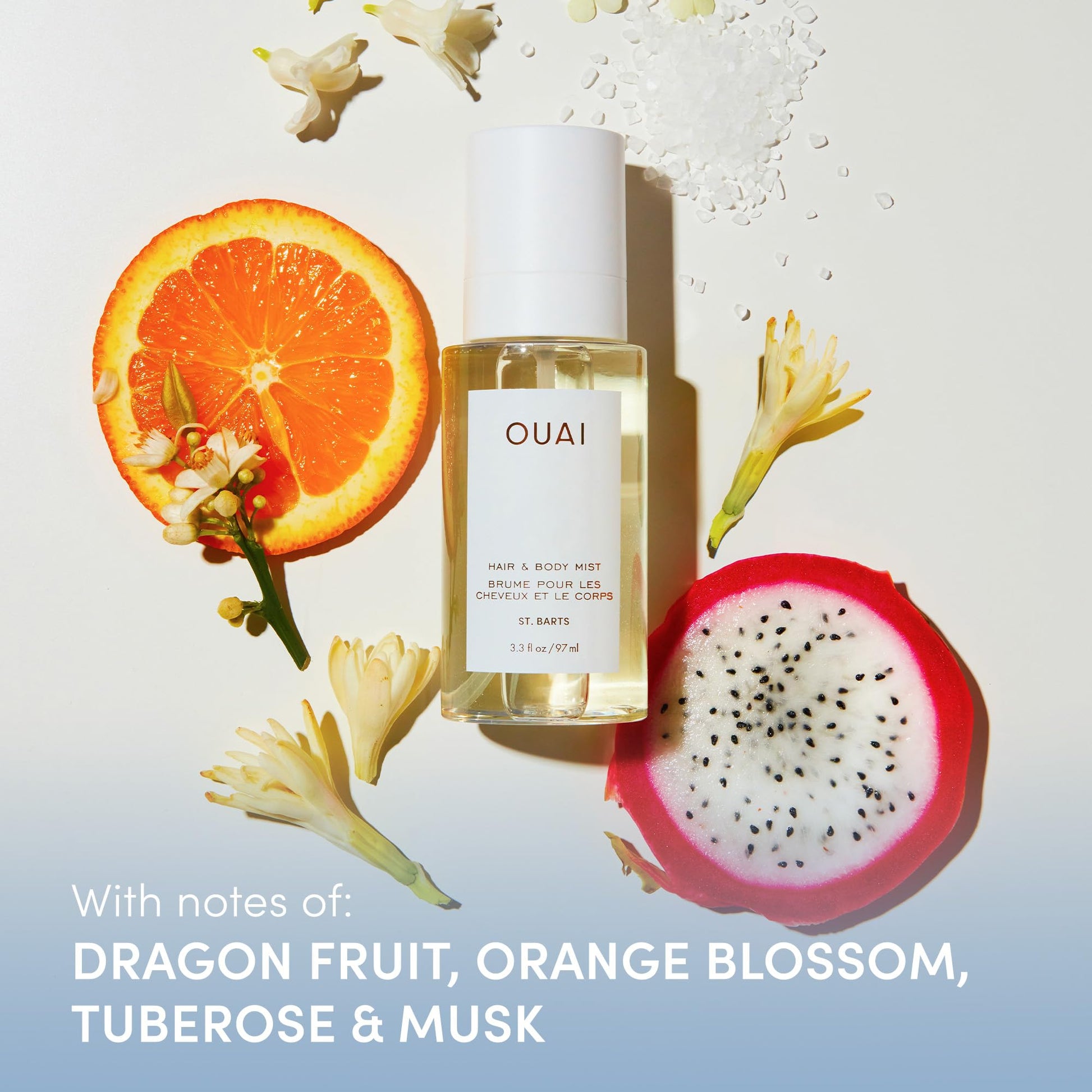 OUAI St. Barts Hair & Body Gift Set - Tropical-Scented Body Care for Women & Men - Includes Full Size Hydrating Body Cream & Deluxe Hair and Body Mist (2 Count) - Maple Wellness Supplements