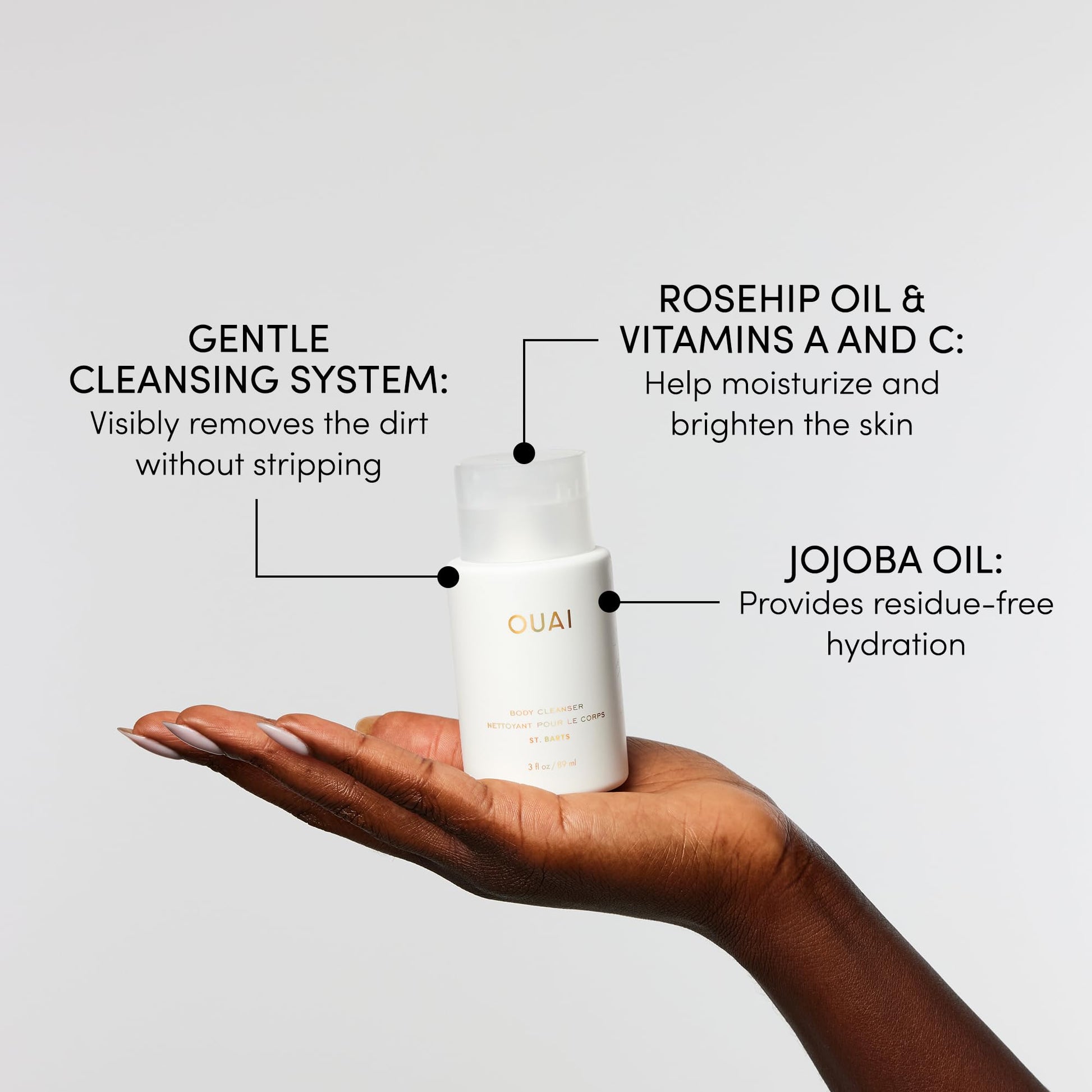 OUAI St. Barts Travel Bundle - Includes Travel Size Scalp & Body Scrub, Foaming Shower Gel, Hydrating Cream, and Hair & Body Mist (4 Count, 3.4 Oz/3.4 Oz/3 Oz/3.3 Oz) - Maple Wellness Supplements