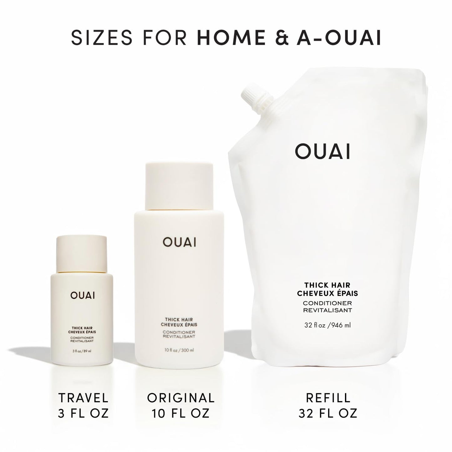 OUAI Thick Hair Conditioner Refill - Moisturizing Conditioner for Dry, Frizzy Hair - Keratin, Marshmallow Root, Shea Butter and Avocado Oil - Paraben, Phthalate & Sulfate Free (32 Oz) - Maple Wellness Supplements