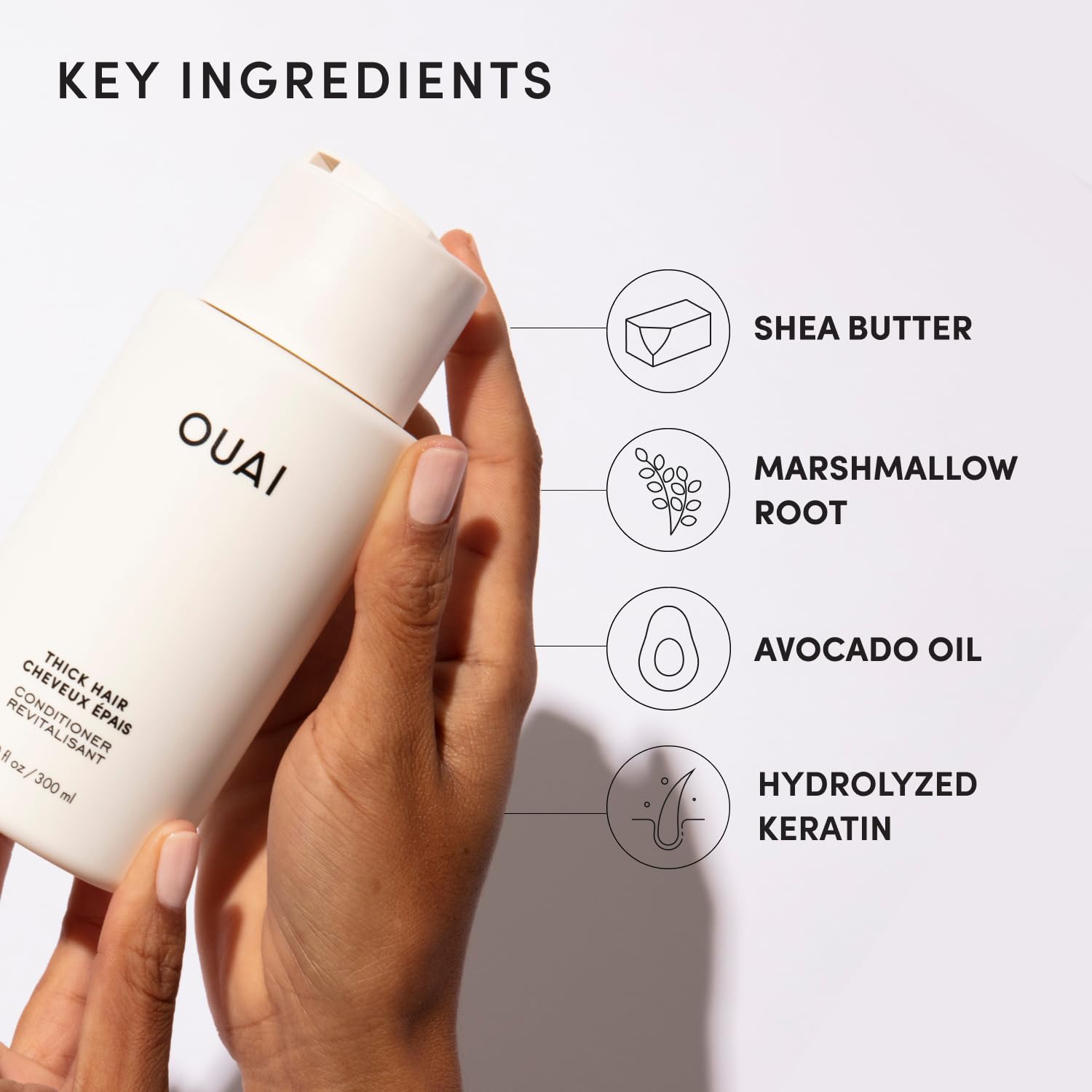 OUAI Thick Hair Conditioner Refill - Moisturizing Conditioner for Dry, Frizzy Hair - Keratin, Marshmallow Root, Shea Butter and Avocado Oil - Paraben, Phthalate & Sulfate Free (32 Oz) - Maple Wellness Supplements