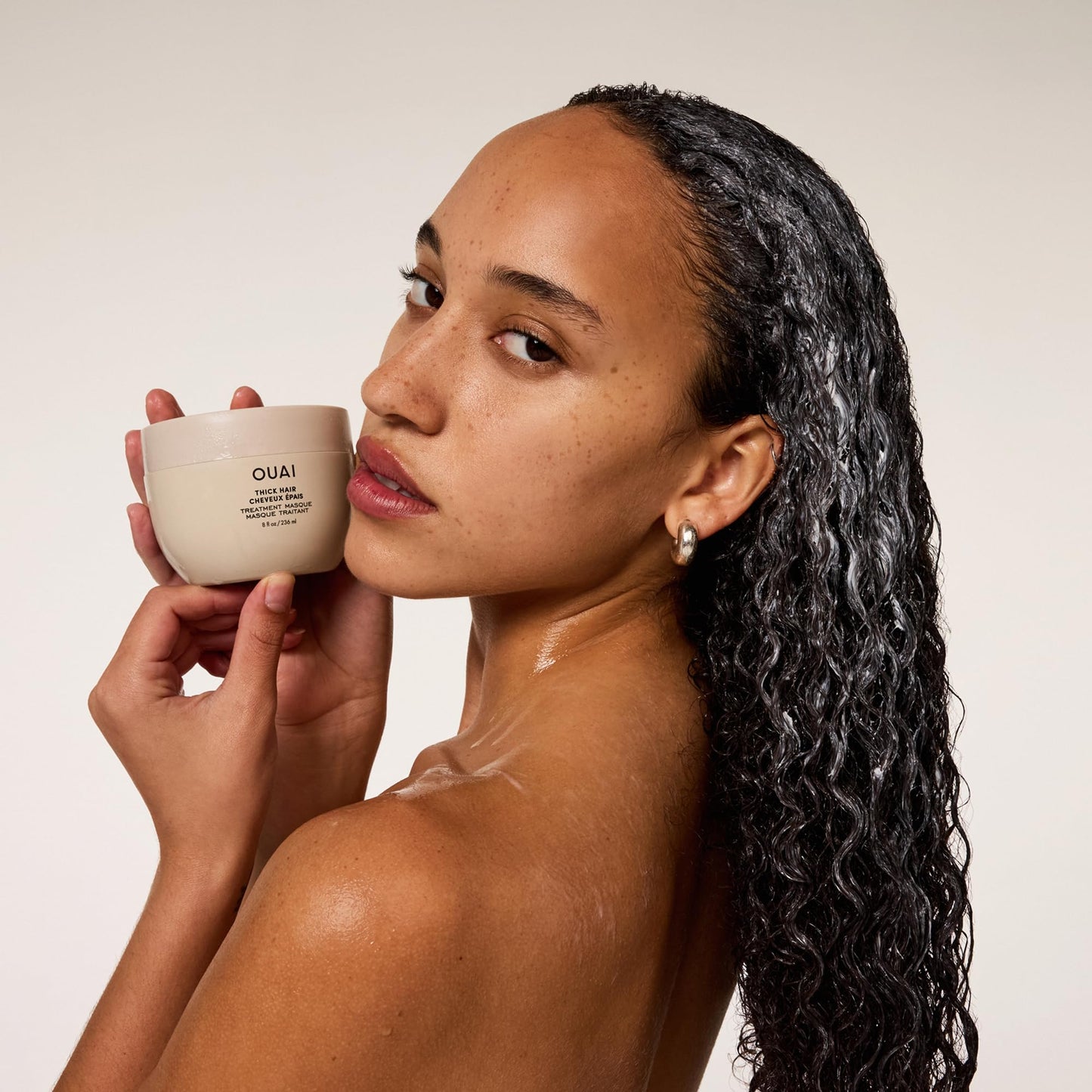 OUAI Thick Hair Mask - Treatment Masque with Almond Oil, Olive Oil, & Hydrolyzed Keratin to Restore Damaged Hair - Phthalate & Paraben Free Masque (3.4 Oz) - Maple Wellness Supplements