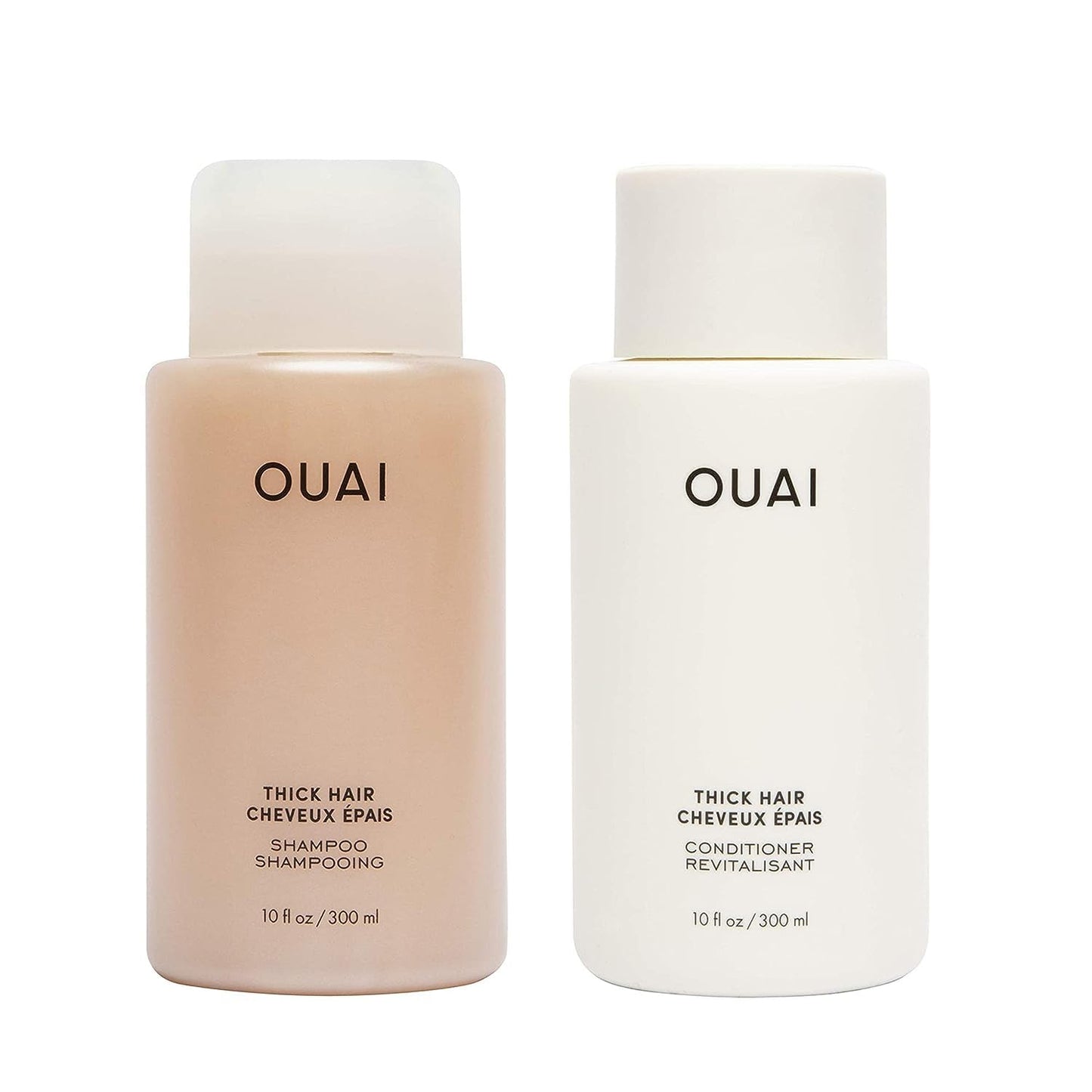 OUAI Thick Hair Shampoo and Conditioner Set - Sulfate Free Shampoo and Conditioner for Thick Hair Care - Moisturizes, Strengthens & Fights Frizz - Made with Keratin & Shea Butter (10 Fl Oz) - Maple Wellness Supplements