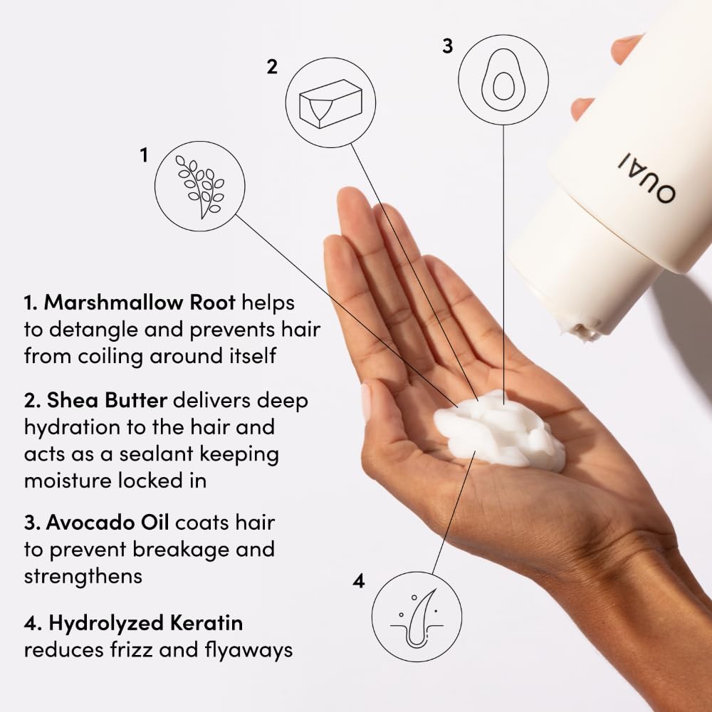 OUAI Thick Hair Shampoo & Conditioner Set, Travel Size - Moisturizing Shampoo & Conditioner - With Keratin, Marshmallow Root, Shea Butter & Avocado Oil - Sulfate, Paraben & Phthalate Free (3 Oz) - Maple Wellness Supplements