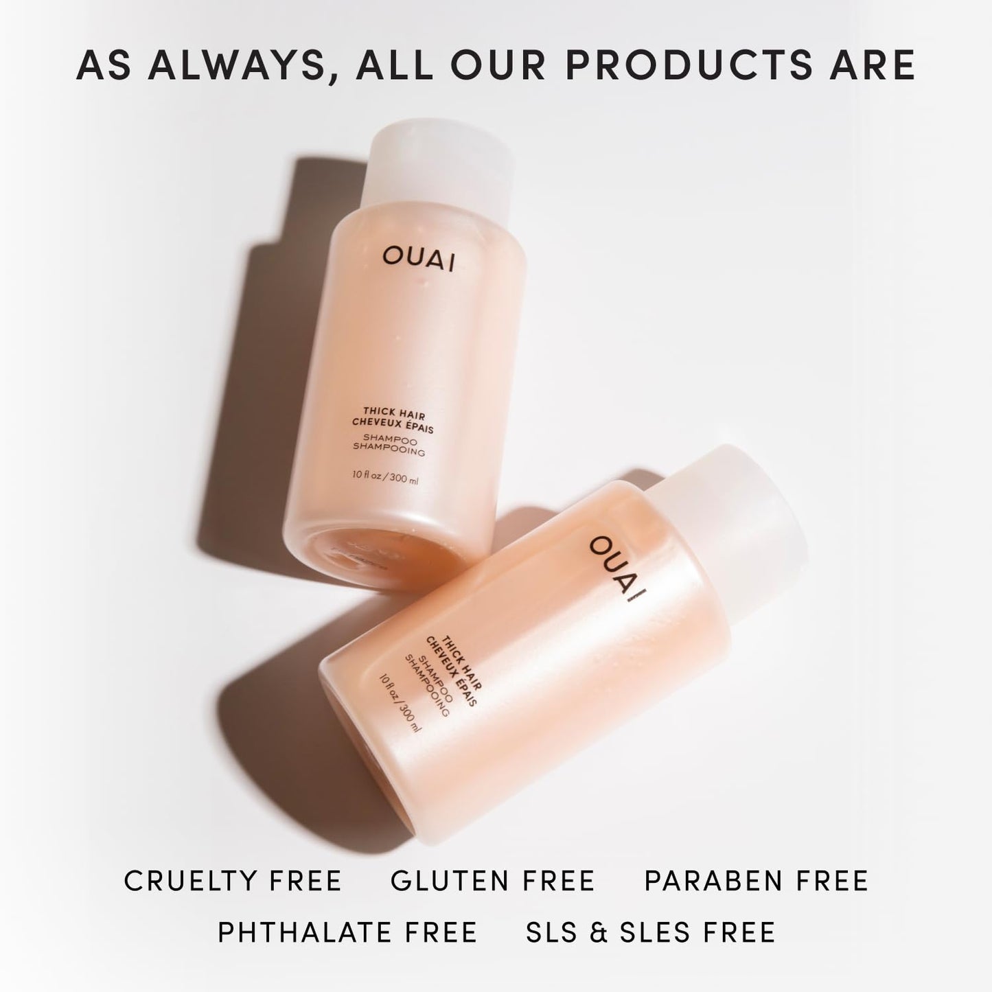 OUAI Thick Shampoo - Moisturizing Shampoo with Keratin, Marshmallow Root, Shea Butter, Avocado Oil for Thick Hair - Strengthens & Hydrates Strands - Paraben, Phthalate & Sulfate Free (10 Fl Oz) - Maple Wellness Supplements
