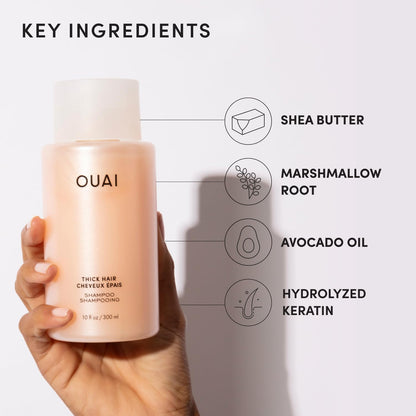 OUAI Thick Shampoo Refill - Moisturizing Shampoo with Keratin, Marshmallow Root, Shea Butter & Avocado Oil for Thick Hair - Strengthens & Hydrates - Paraben, Phthalate & Sulfate Free (32 Fl Oz) - Maple Wellness Supplements