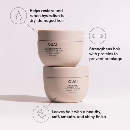OUAI Travel Kit - Includes Travel Size Leave In Conditioner, Detox Shampoo, Fine to Medium Hair Mask, Scalp & Body Scrub (4 Count) - Maple Wellness Supplements