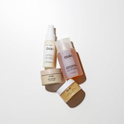 OUAI Travel Kit - Includes Travel Size Leave In Conditioner, Detox Shampoo, Fine to Medium Hair Mask, Scalp & Body Scrub (4 Count) - Maple Wellness Supplements