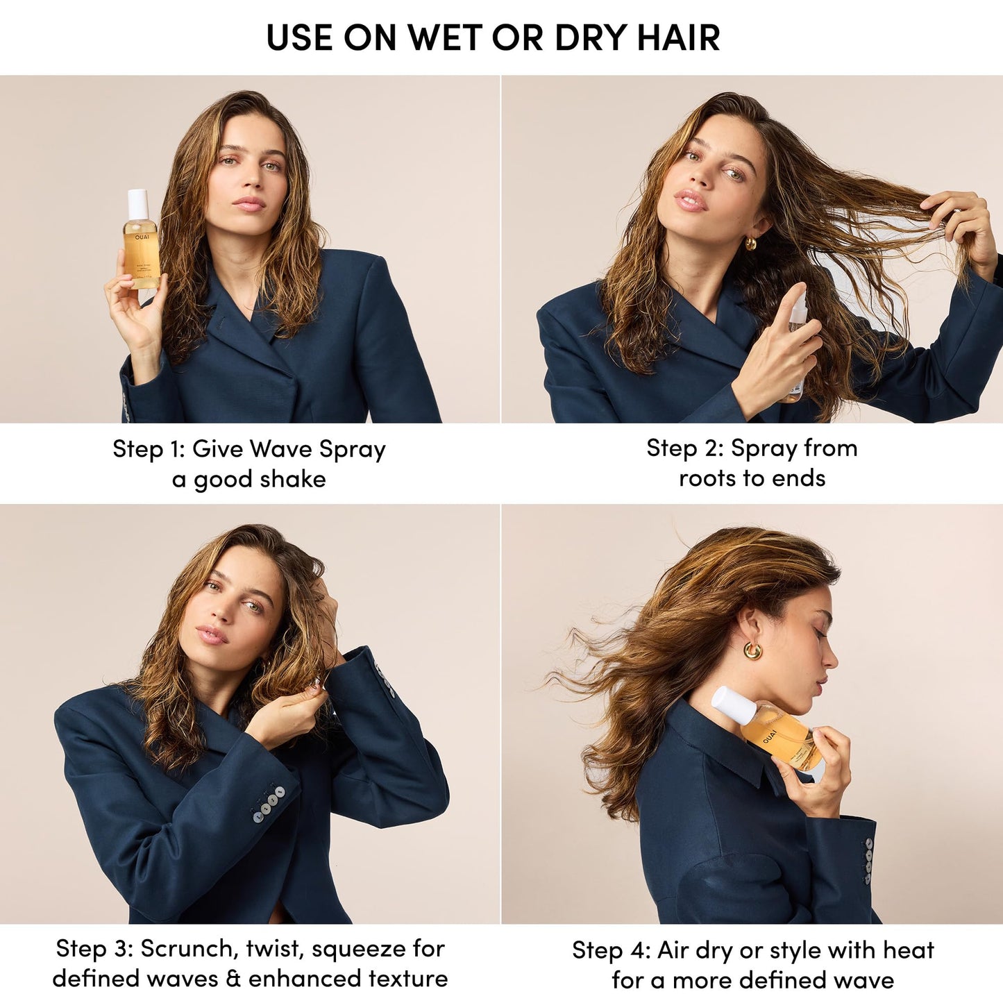 OUAI Wave Spray - Texture Spray for Hair with Coconut Oil & Rice Protein - Adds Texture, Volume & Shine for Beach Waves - Paraben Free, Safe for Color & Keratin-Treated Hair (6 fl oz) - Maple Wellness Supplements