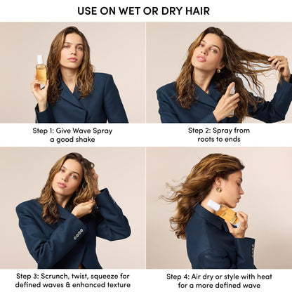 OUAI Wave Spray - Texture Spray for Hair with Coconut Oil & Rice Protein - Adds Texture, Volume & Shine for Beach Waves - Paraben Free, Safe for Color & Keratin-Treated Hair (6 fl oz) - Maple Wellness Supplements