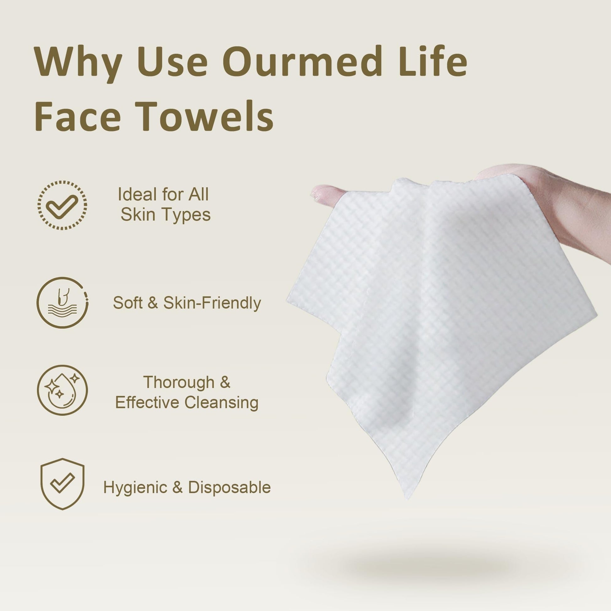 Ourmed Life Face Towels, Disposable Biodegradable Facial Towels for Sensitive Skin - Maple Wellness Supplements