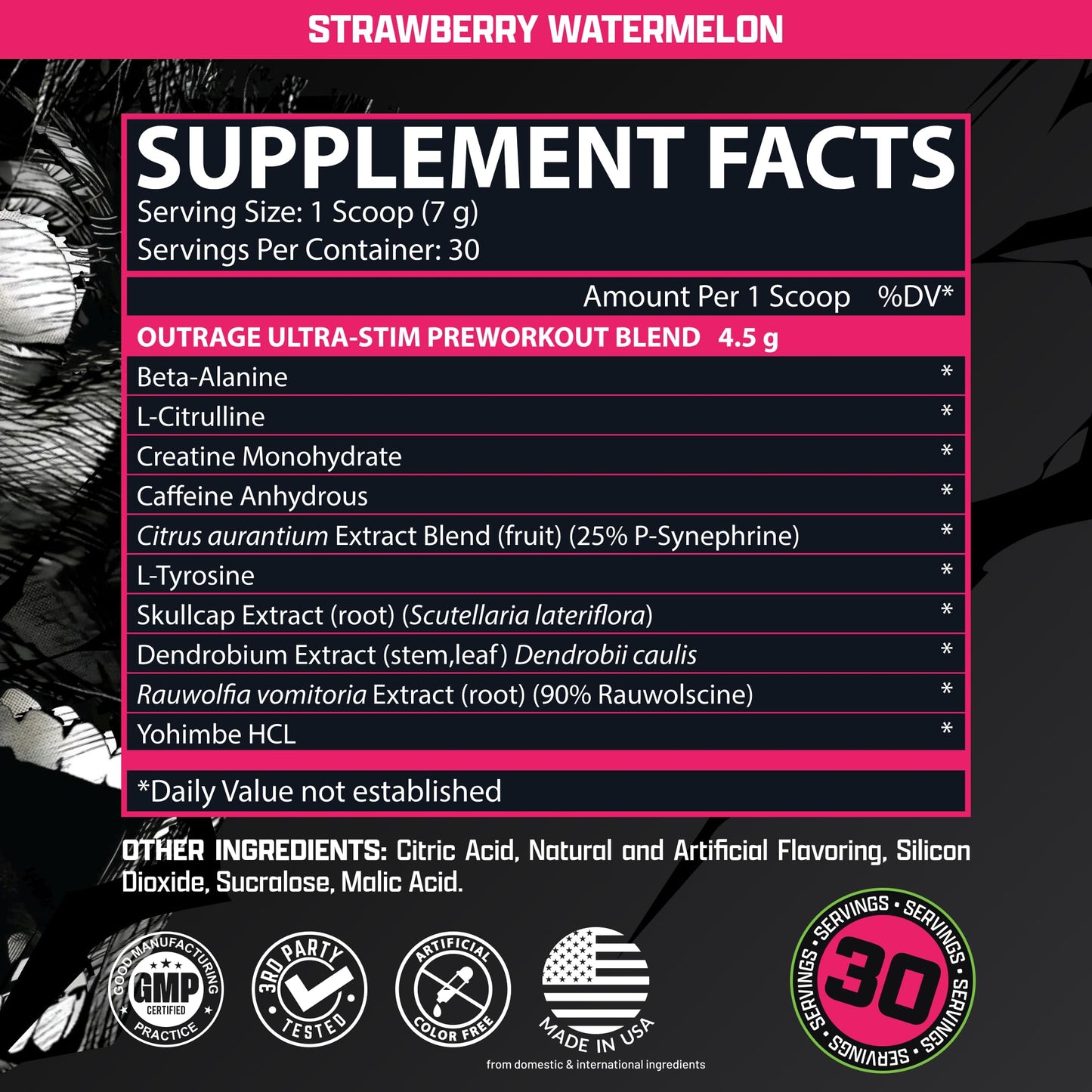 Outrage Ultra HIGH STIM Pre-Workout Powder for Men | 400mg Caffeine, L-Citrulline, Beta-Alanine, Creatine | Extreme Energy, Focus, Strength & Endurance - Maple Wellness Supplements