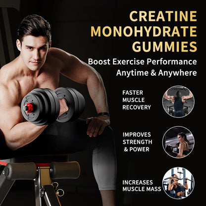 OUYIYUA Creatine Monohydrate Gummies 5000mg for Men & Women - Sugar Free Pre-Workout Supplement, Chewables for Muscle Strength, Muscle Builder - Maple Wellness Supplements