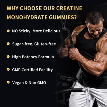 OUYIYUA Creatine Monohydrate Gummies 5000mg for Men & Women - Sugar Free Pre-Workout Supplement, Chewables for Muscle Strength, Muscle Builder, Energy Boost, - Maple Wellness Supplements
