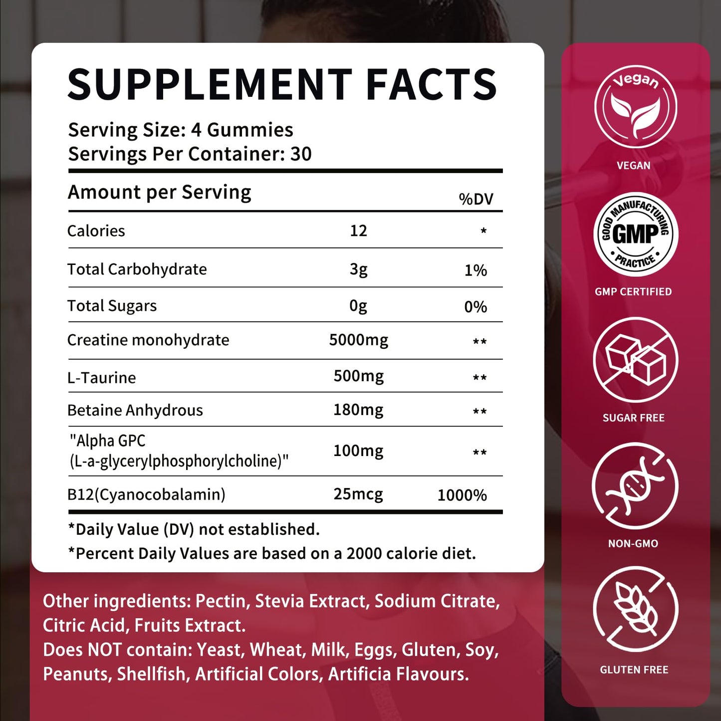 OUYIYUA Creatine Monohydrate Gummies 5000mg for Men & Women - Sugar Free Pre-Workout Supplement, Chewables for Muscle Strength, Muscle Builder, Energy Boost, - Maple Wellness Supplements