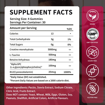 OUYIYUA Creatine Monohydrate Gummies 5000mg for Men & Women - Sugar Free Pre-Workout Supplement, Chewables for Muscle Strength, Muscle Builder, Energy Boost, - Maple Wellness Supplements