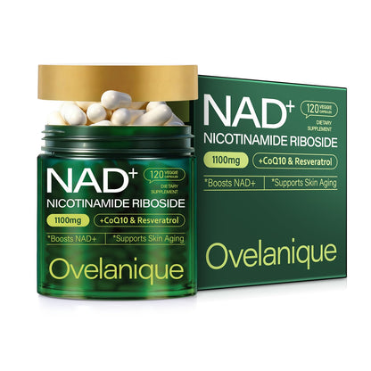 Ovelanique NAD Supplement with Nicotinamide Riboside & Resveratrol |NMNH Supplement Alternative| NAD+ Complex with Quercetin Phytosome & CoQ10 | Liposomal Delivery,120 Capsules(Packaging May Vary) - Maple Wellness Supplements