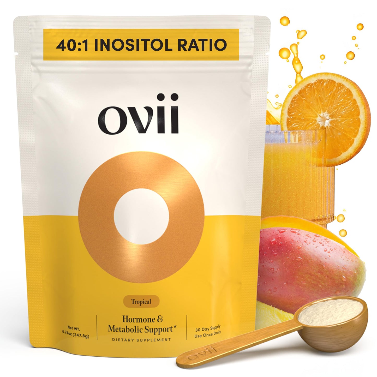 Ovii Metabolic Support for Women – Reducose® White Mulberry with Myo-Inositol & D-Chiro Inositol 40:1 Blend – Daily Wellness, Metabolic Balance & Appetite Control Supplement – 30 Servings, Tropical - Maple Wellness Supplements