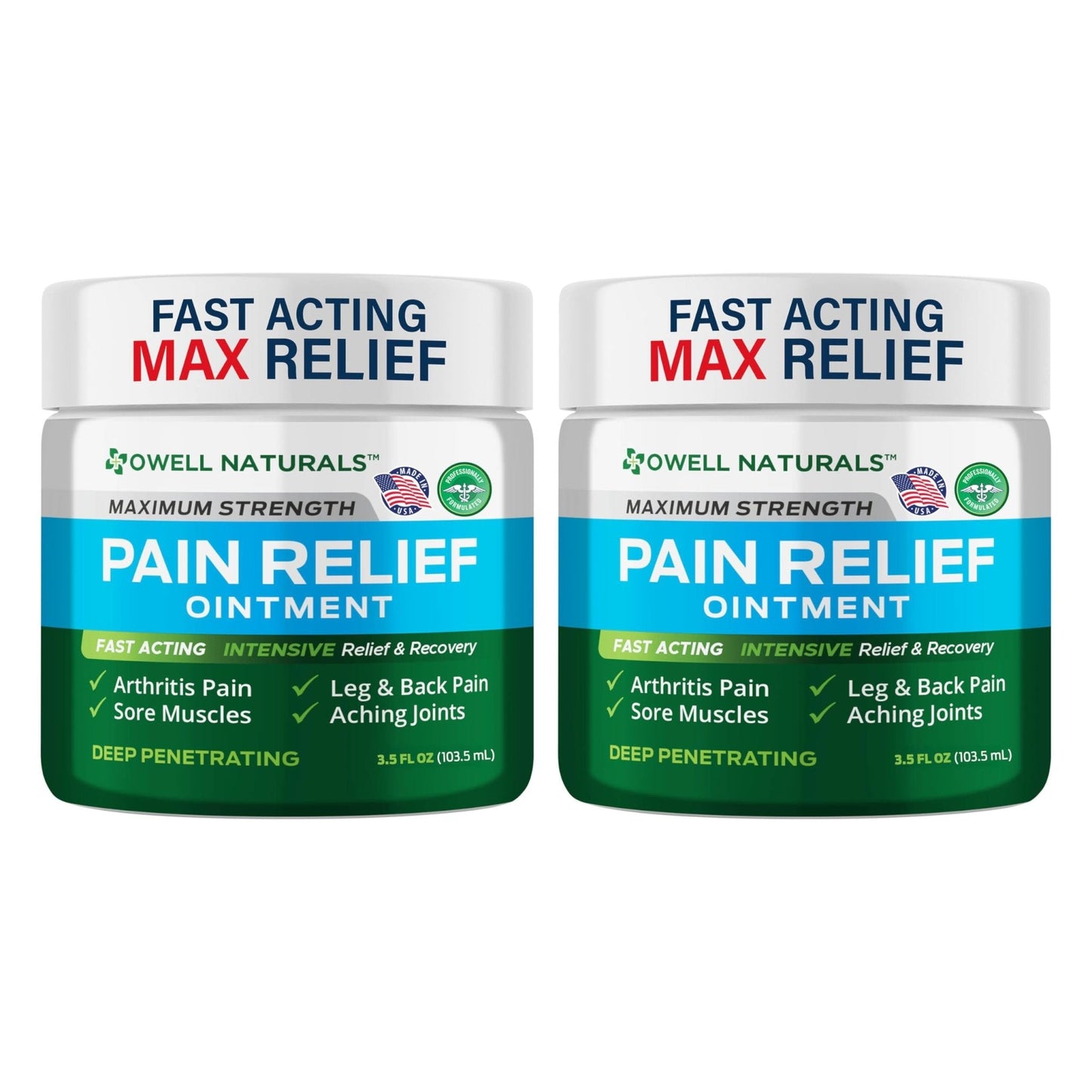 OWELL NATURALS Arthritis Pain Relief Ointment with Arnica & MSM – Deep Penetrating Joint & Muscle Therapy for Knee, Back, Sore Muscles, Legs, 3.5 oz (2 Pack) - Maple Wellness Supplements