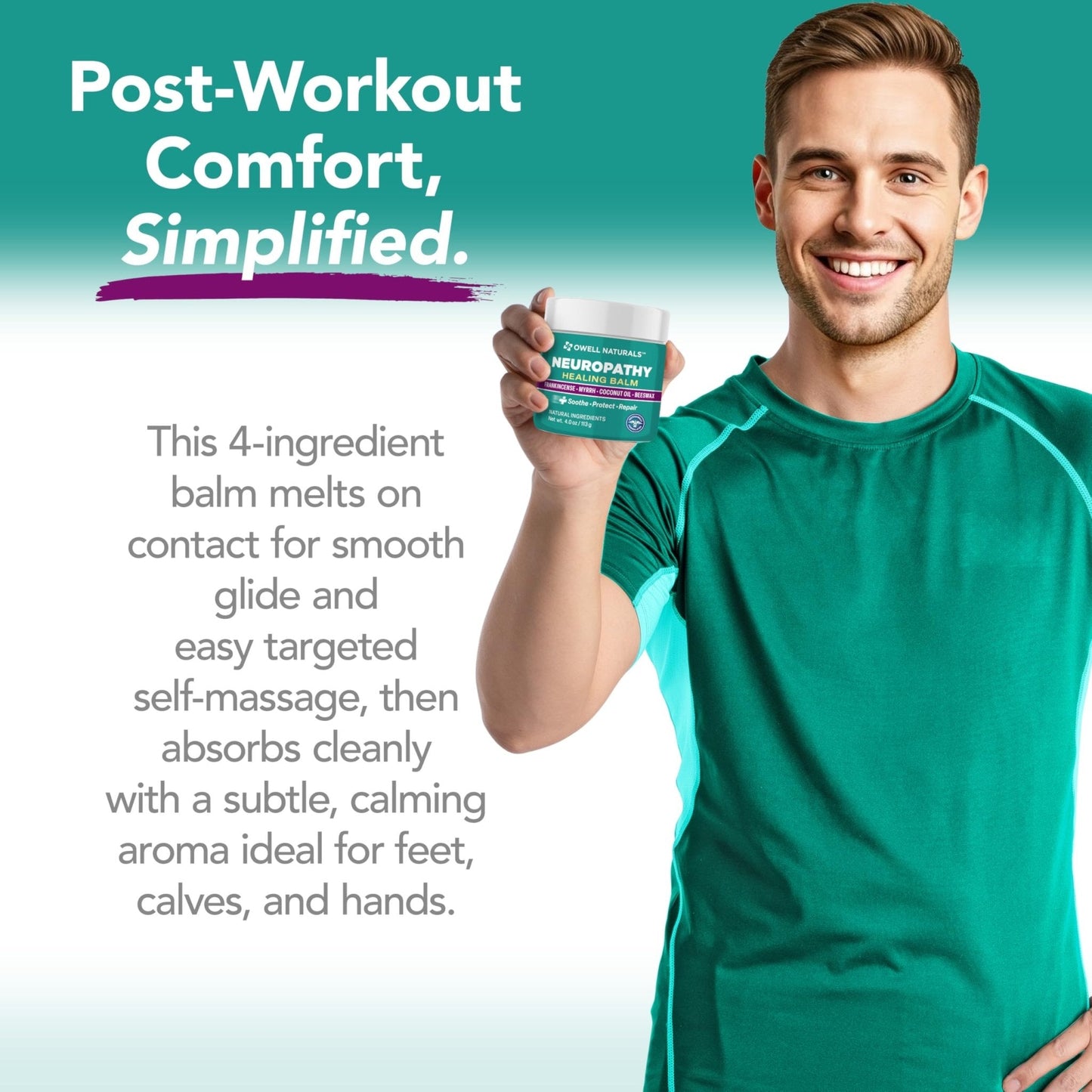 OWELL NATURALS Neuropathy Healing Balm, Fast Acting, with Frankincense, Myrrh, Coconut Oil & Beeswax, Natural Ingredients – Soothe, Protect & Repair, 4 oz (Pack of 1) - Maple Wellness Supplements
