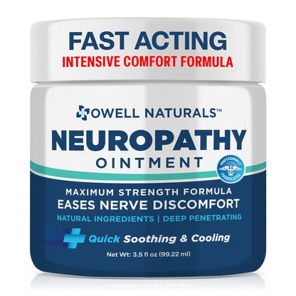 Owell Naturals Neuropathy Nerve Ointment for Feet, Fingers, Hands, Toes, Back, Legs & Arms - Fast-Acting Formula, Max Strength, Cooling Effect, 3.5 Fl Oz - Maple Wellness Supplements