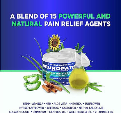 OWELL NATURALS Neuropathy Nerve Relief Cream - Maximum Strength Relief Cream for - Maple Wellness Supplements