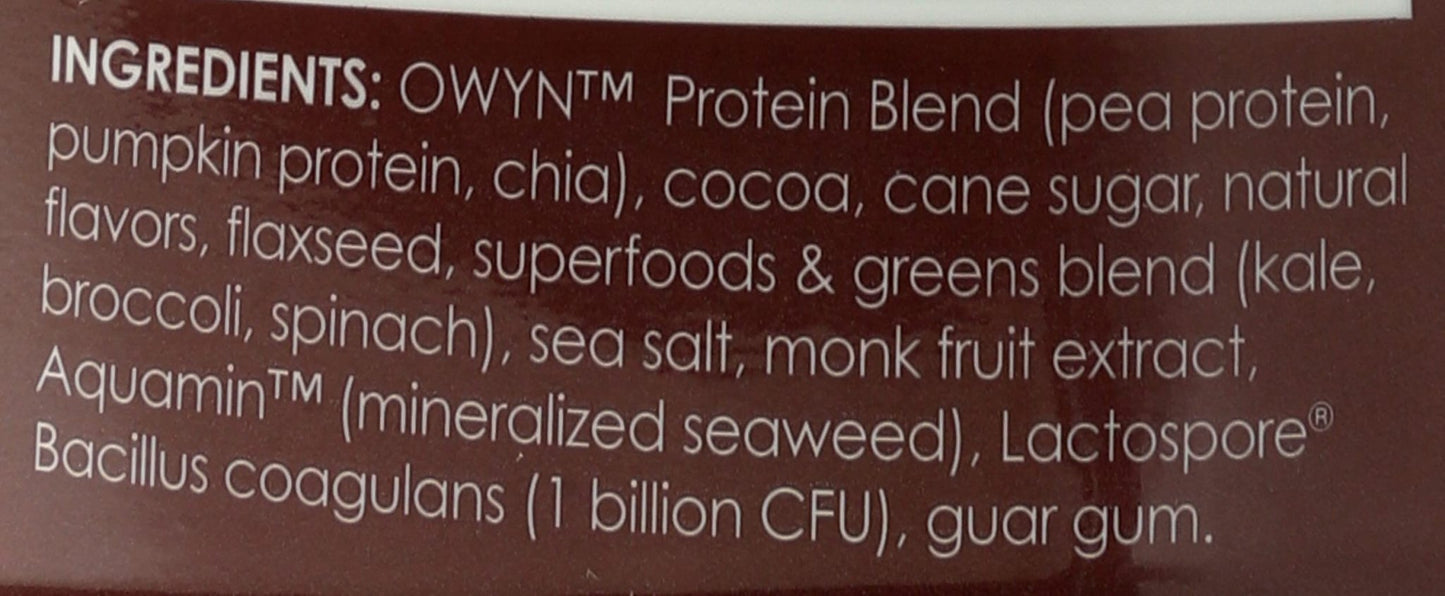 OWYN Only What You Need Plant-Based Protein Powder, Dark Chocolate, 1.17 lbs - Maple Wellness Supplements