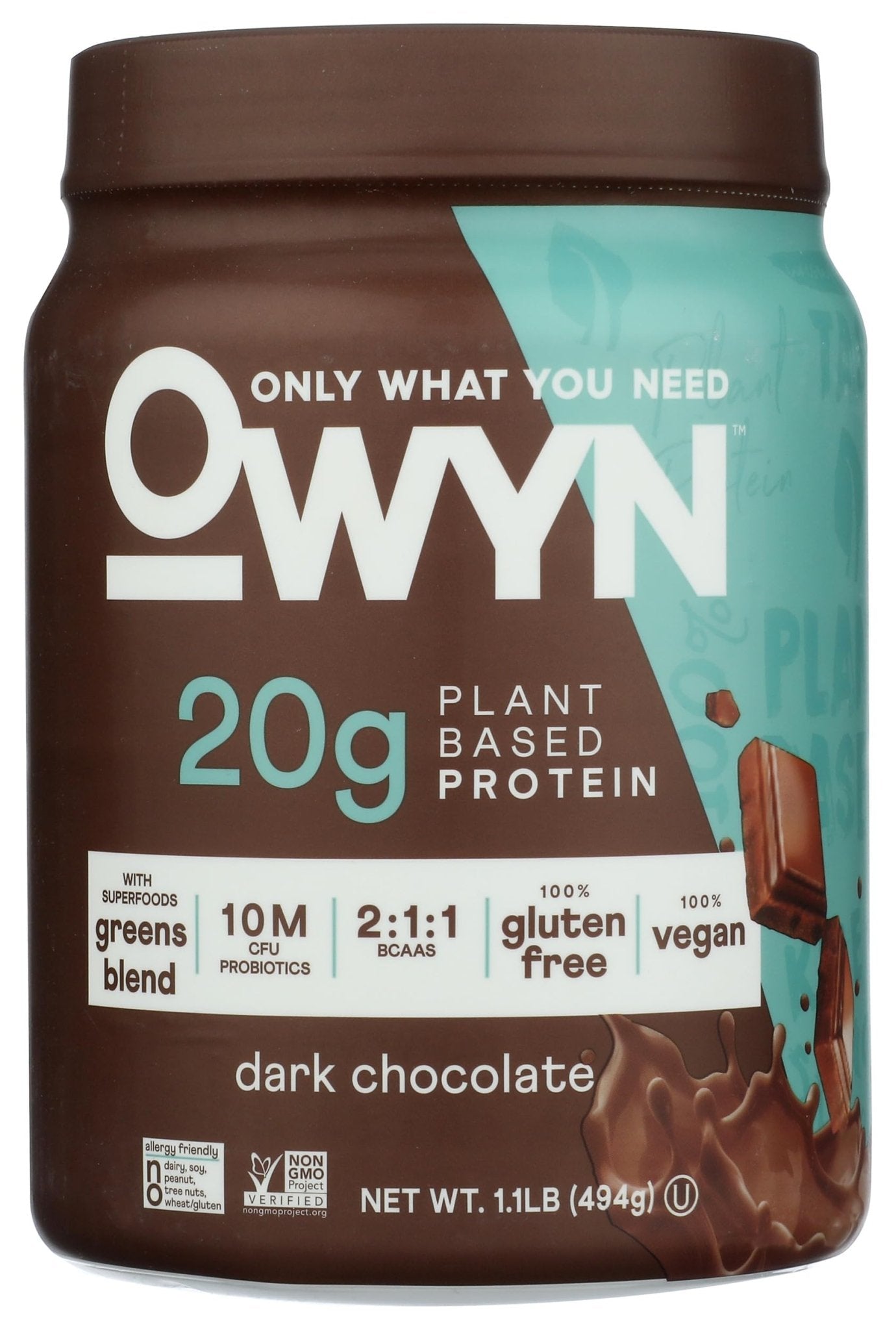 OWYN Only What You Need Plant-Based Protein Powder, Dark Chocolate, 1.17 lbs - Maple Wellness Supplements