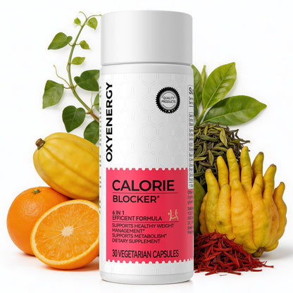 OxyEnergy Calorie Blocker 6-in-1 Natural Supplement for Women & Men, with Garcinia Cambogia,Gymnema Sylvestre & Bergamot,Boosts Metabolism, - Maple Wellness Supplements