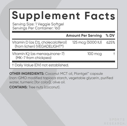 (Pack of 1) 160 Vegan Certified, Non GMO Liquid Softgels rozzunSports Research Vitamin - Maple Wellness Supplements