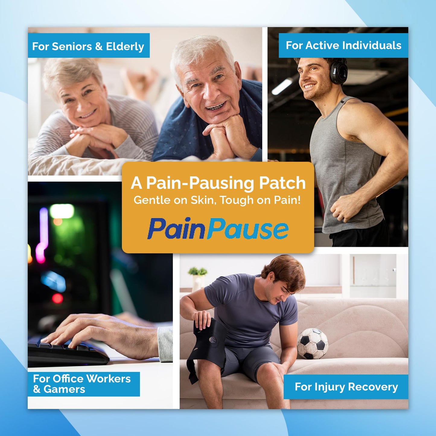 PainPause Long Lasting Pain Relief - Back, Hip, Knee, Neck, Plantar Fasciitis, and Others - Relief for Up to 7 Days, Clinically Tested, 4 Devices in 2 Pouches - Maple Wellness Supplements