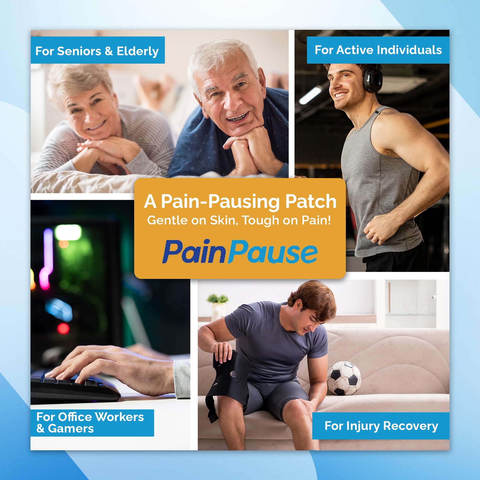 PainPause Long Lasting Pain Relief - Back, Hip, Knee, Neck, Plantar Fasciitis, and Others - Relief for Up to 7 Days, Clinically Tested, 4 Devices in 2 Pouches - Maple Wellness Supplements