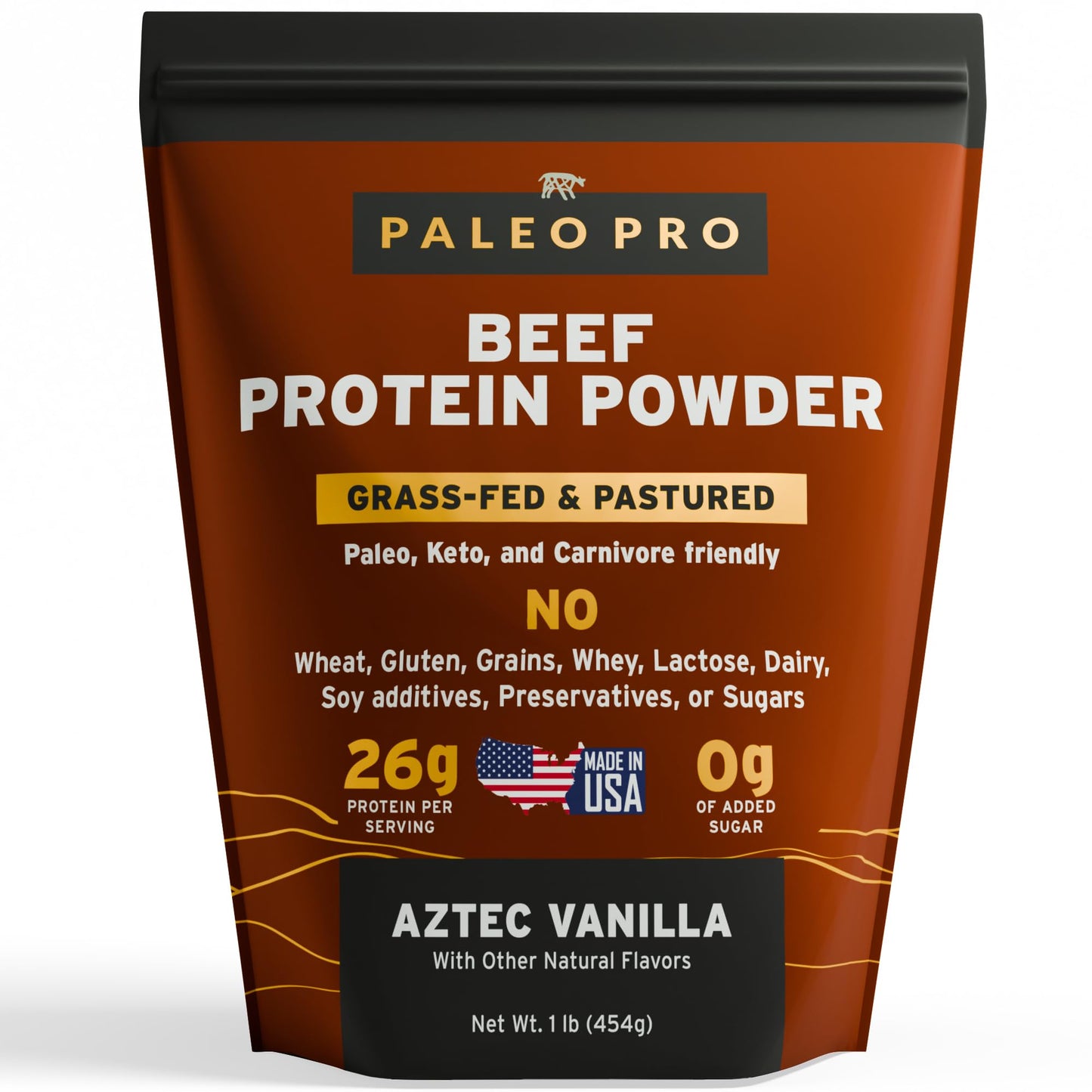 Paleo Pro 26G Beef Protein Powder - Grass Fed Protein Powder Isolate - Pure Animal Based Pastured & Cage-Free | Dairy & Gluten Free, Natural & Clean Proteins for Paleo & Keto - 15 Days Supply Vanilla - Maple Wellness Supplements