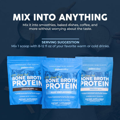 Paleovalley 100% Grass Fed Beef Bone Broth Protein Powder - Rich in Collagen Peptides for Hair, Skin, Gut Health, Bone and Joint Support - Maple Wellness Supplements
