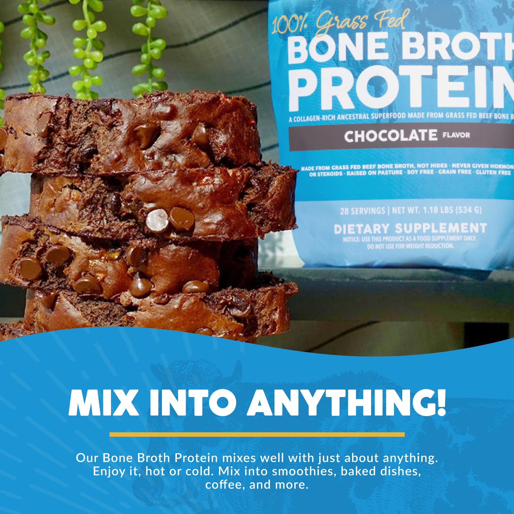 Paleovalley 100% Grass Fed Bone Broth Protein Powder - Chocolate - Rich in Collagen - Maple Wellness Supplements