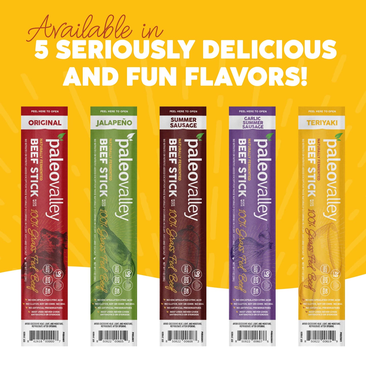 Paleovalley 100% Grass Fed Teriyaki Beef Sticks - Delicious Gluten Free Beef Snack - High Protein Keto Friendly - Maple Wellness Supplements